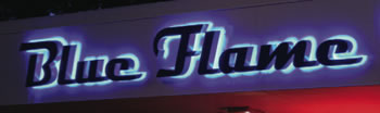 Blue Flame Metal Letters Sign
